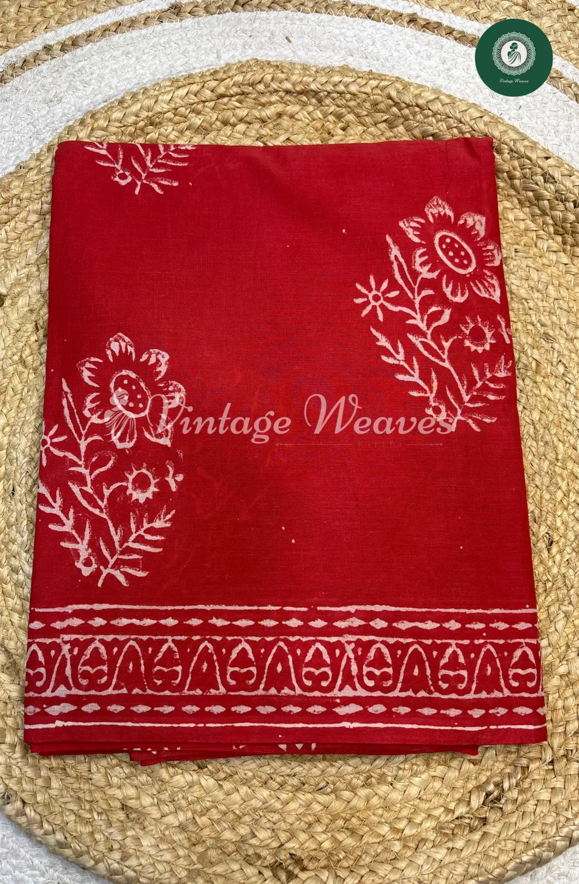 Mul cotton Handblock Print-Red