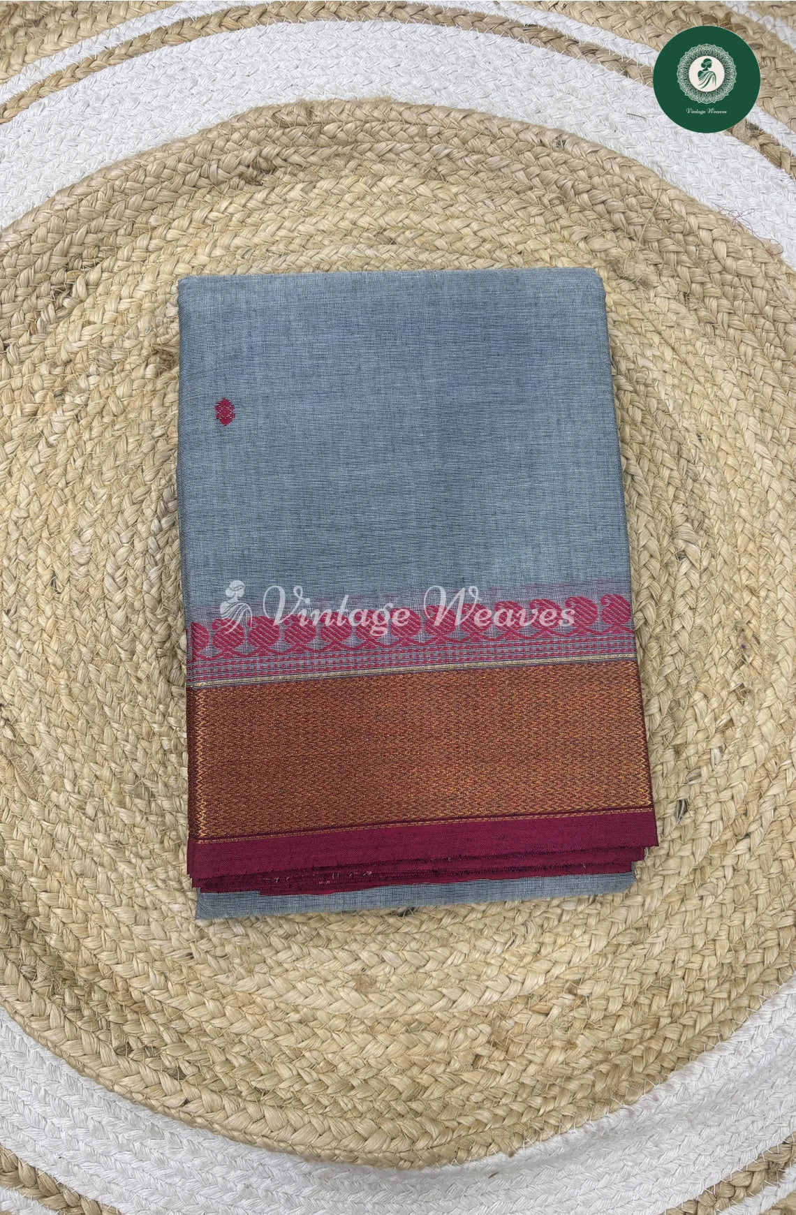 Premium 100Count Chettinad Cotton Saree-Blue