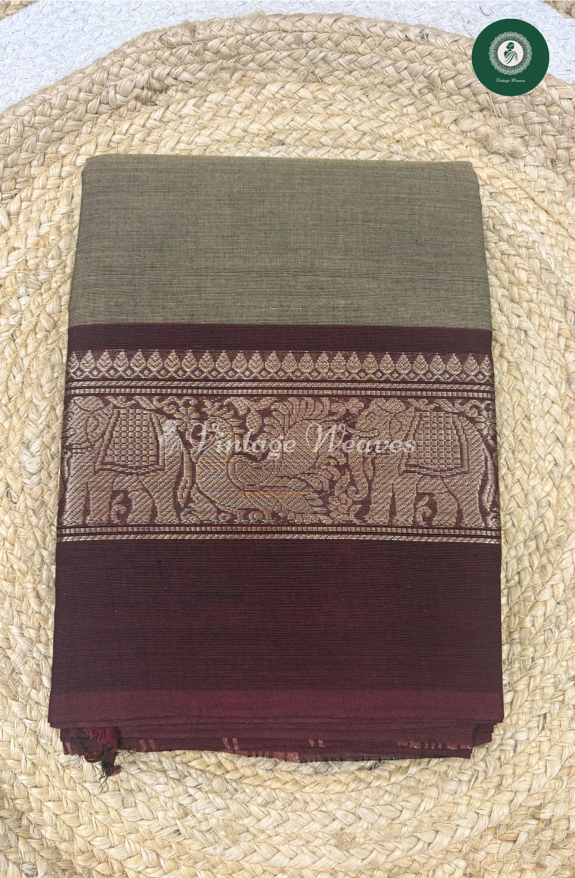 Premium 100Count Chettinad Cotton Saree-Grey_2