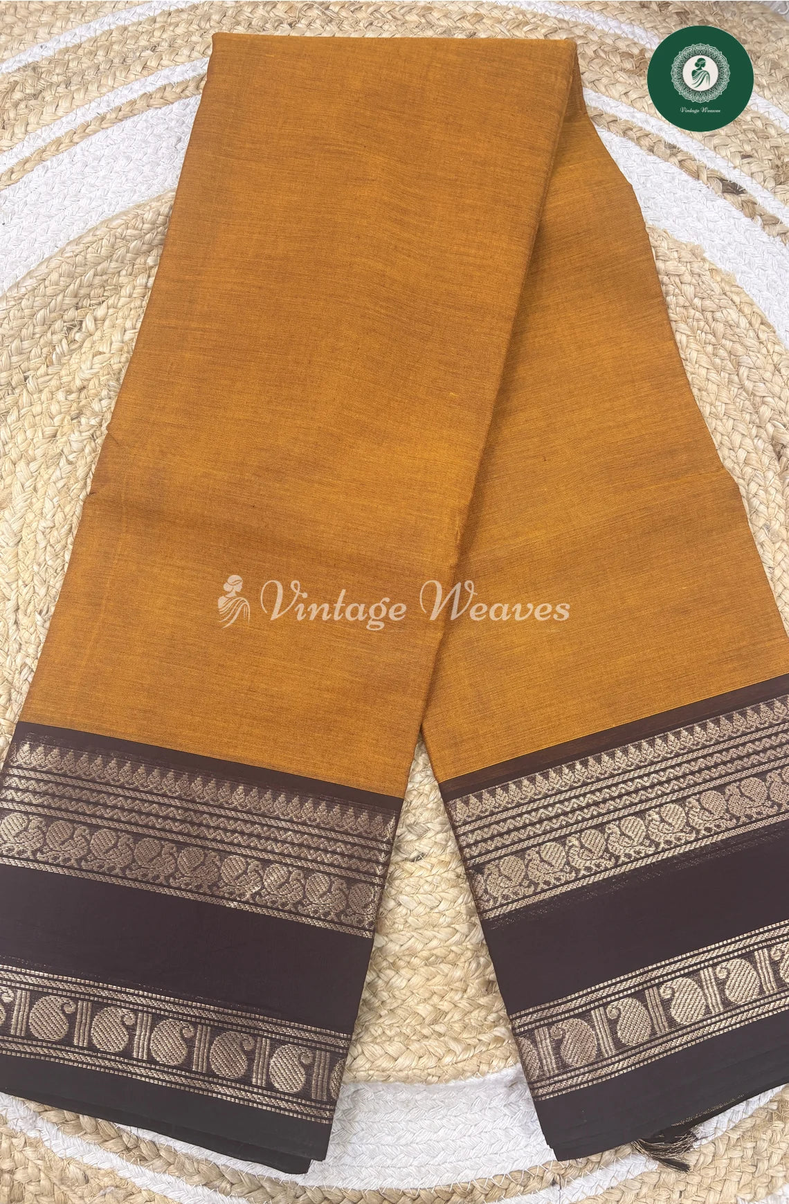 Premium 100Count Chettinad Cotton Saree-OrangewithBlack