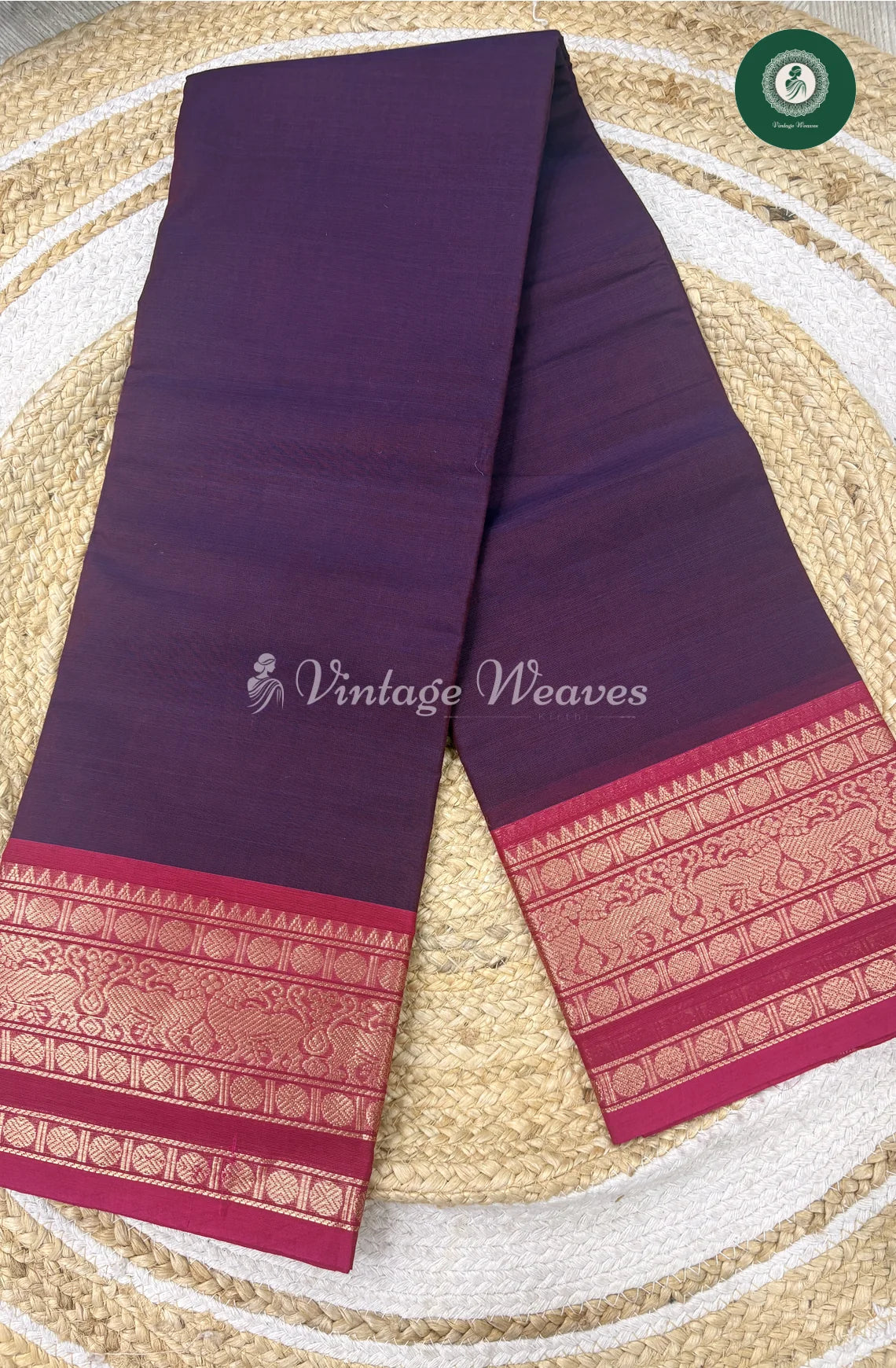 Premium 100Count Chettinad Cotton Saree-PurplewithPink