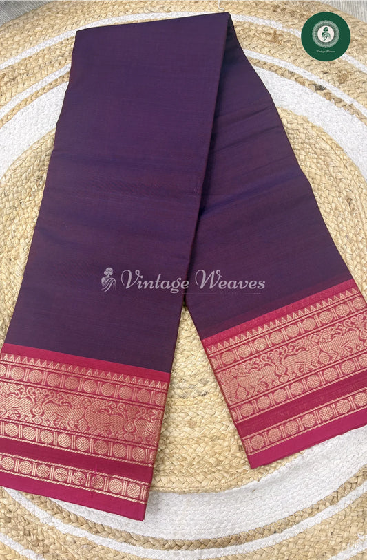 Premium 100Count Chettinad Cotton Saree-PurplewithPink
