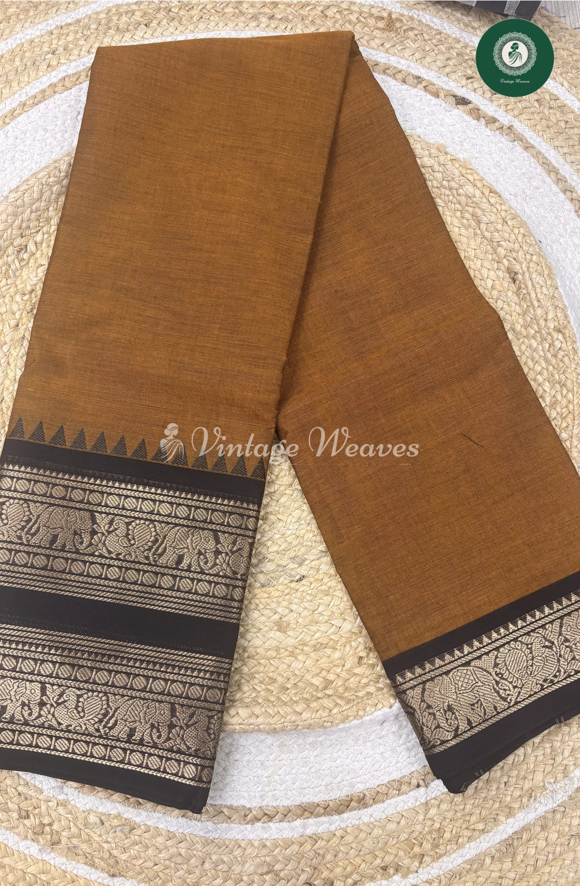 Premium 100Count Chettinad Cotton Saree BigBorder-Orange