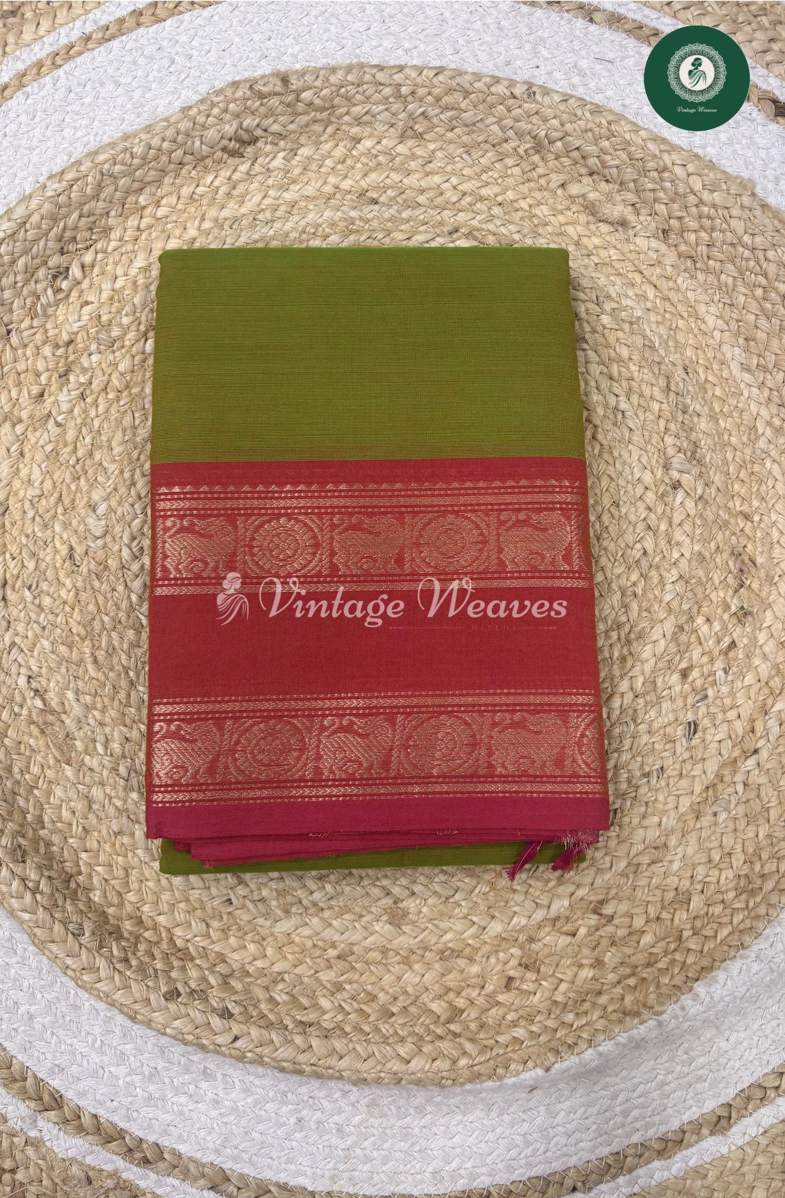 Premium 100Count Chettinad cotton Saree-Green