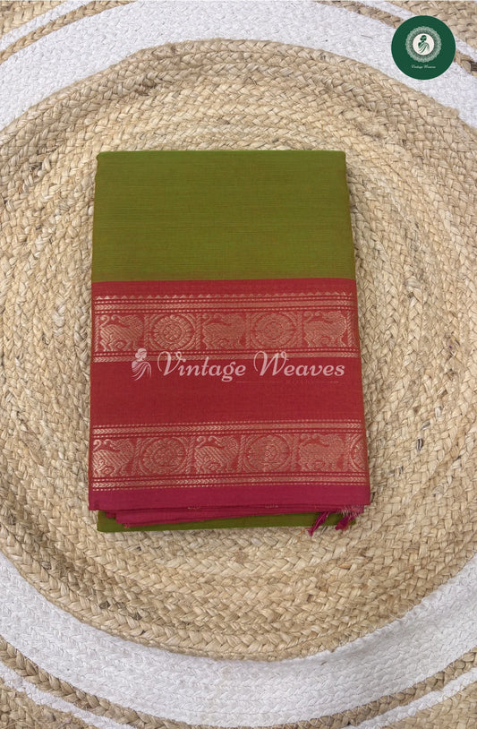 Premium 100Count Chettinad cotton Saree-Green