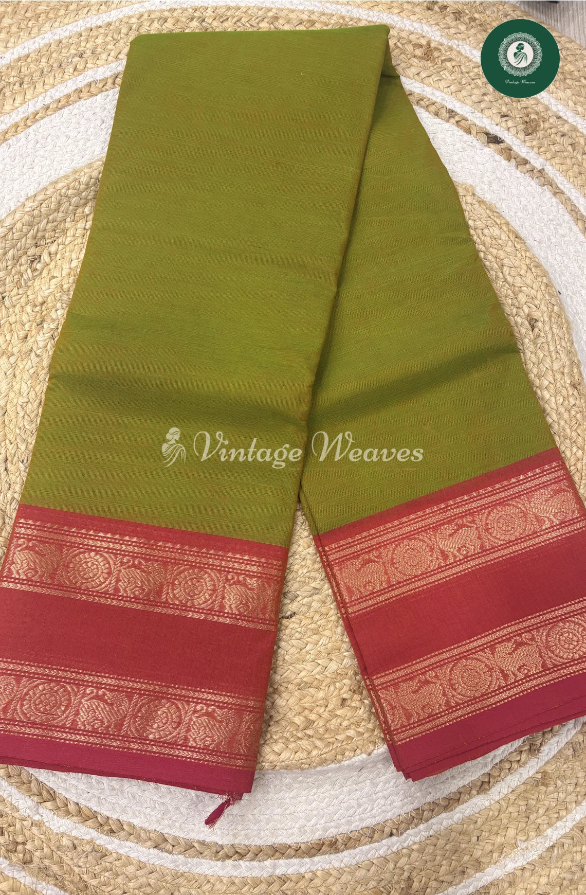 Premium 100Count Chettinad cotton Saree-Green