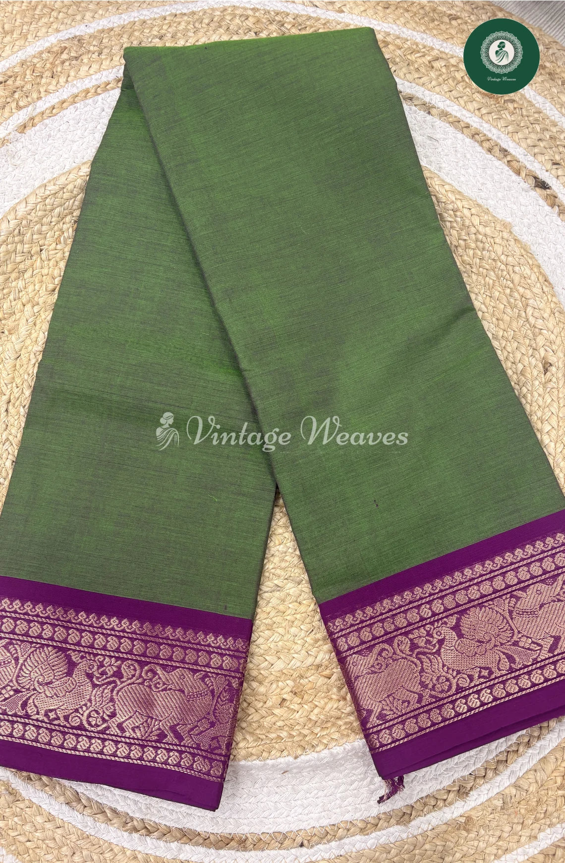 Premium 100Count Chettinad cotton Saree-Peacockgreen
