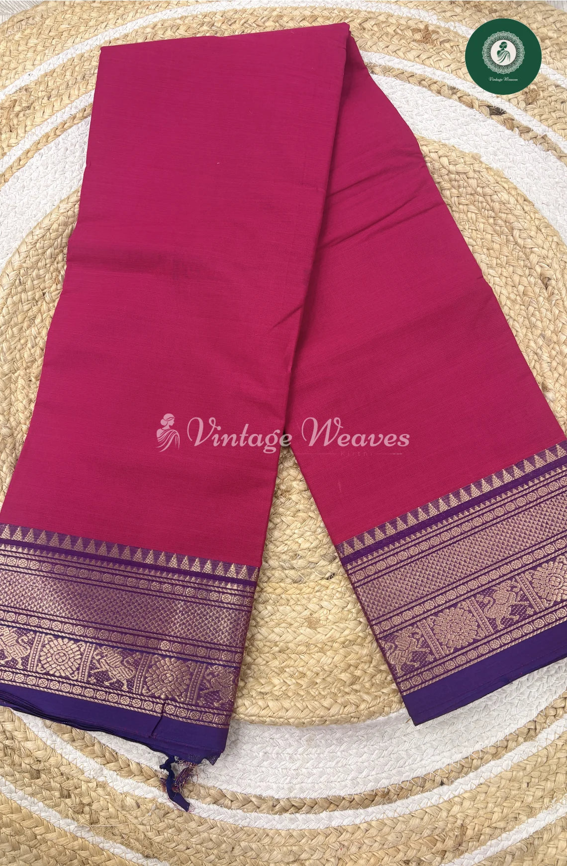 Premium 100Count Chettinad cotton Saree-PinkwithBlue