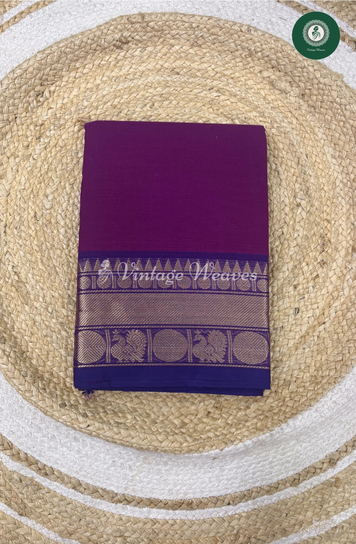 Premium 100Count Chettinad cotton Saree-VioletwithBlue