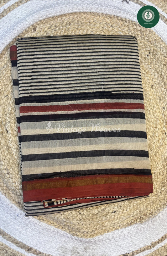 Premium Chanderi Silk Saree-BlackLines_1