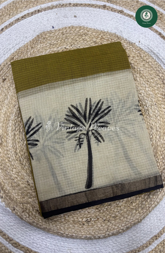 Premium Kota Cotton -GreenishYellow Tree