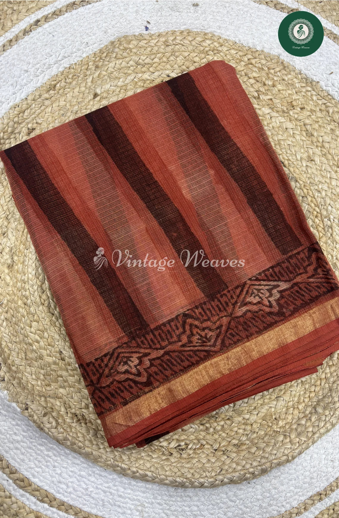 Premium Kota Cotton -Peach Vertical Lines