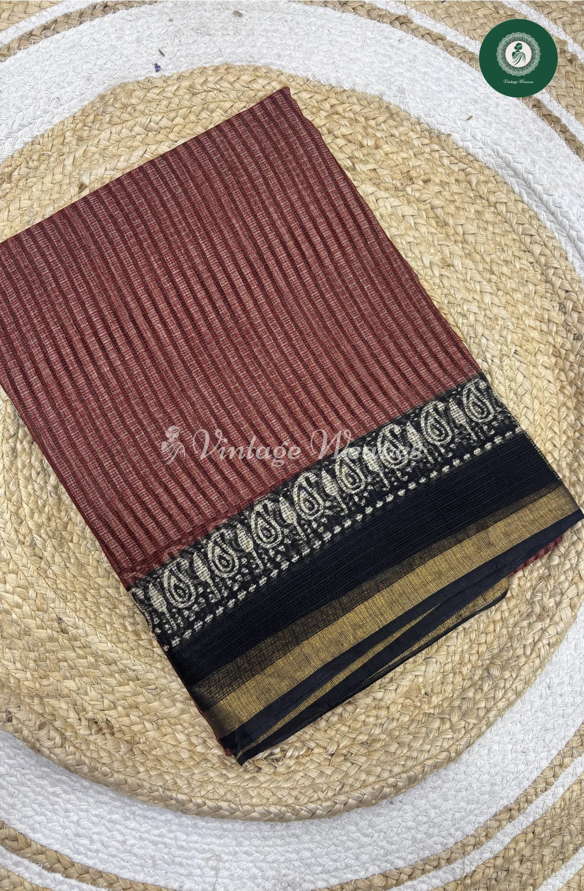 Premium Kota Cotton -Vertical Lines Marron