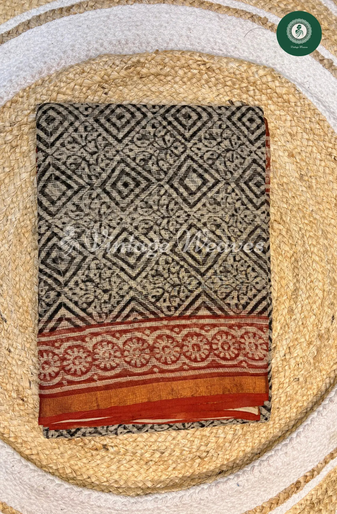Premium Kota Cotton Saree-Black with Red1