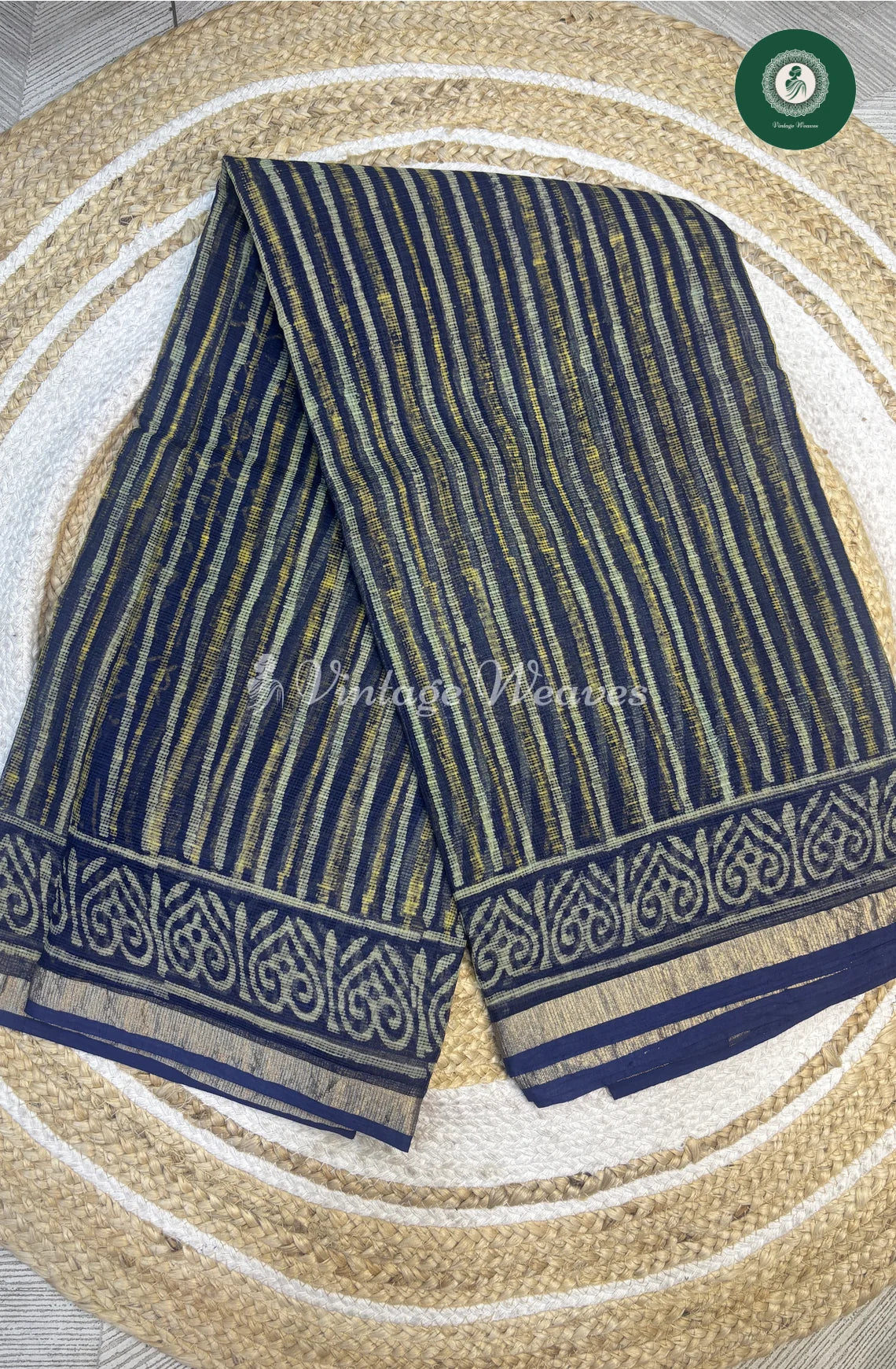 Premium Kota Cotton Saree-BlueVertical Lines_1