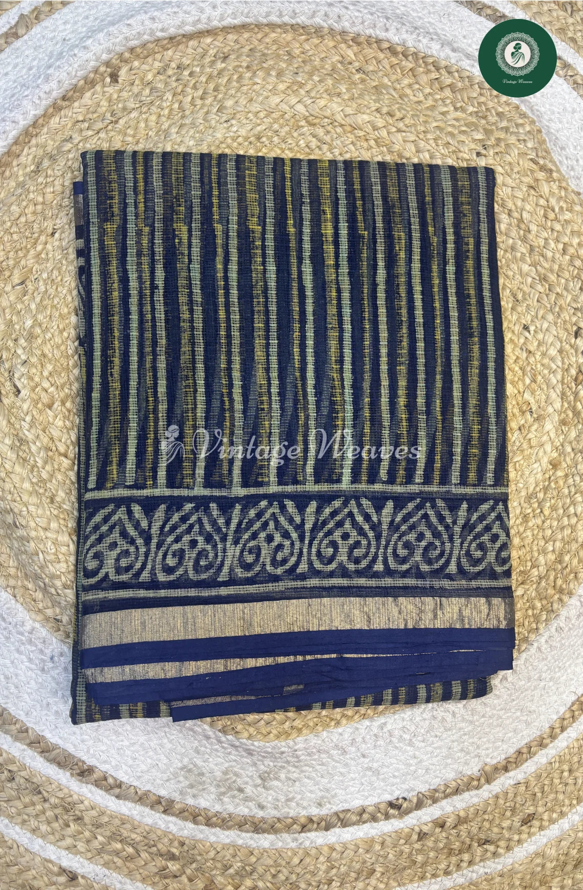 Premium Kota Cotton Saree-BlueVertical Lines_1