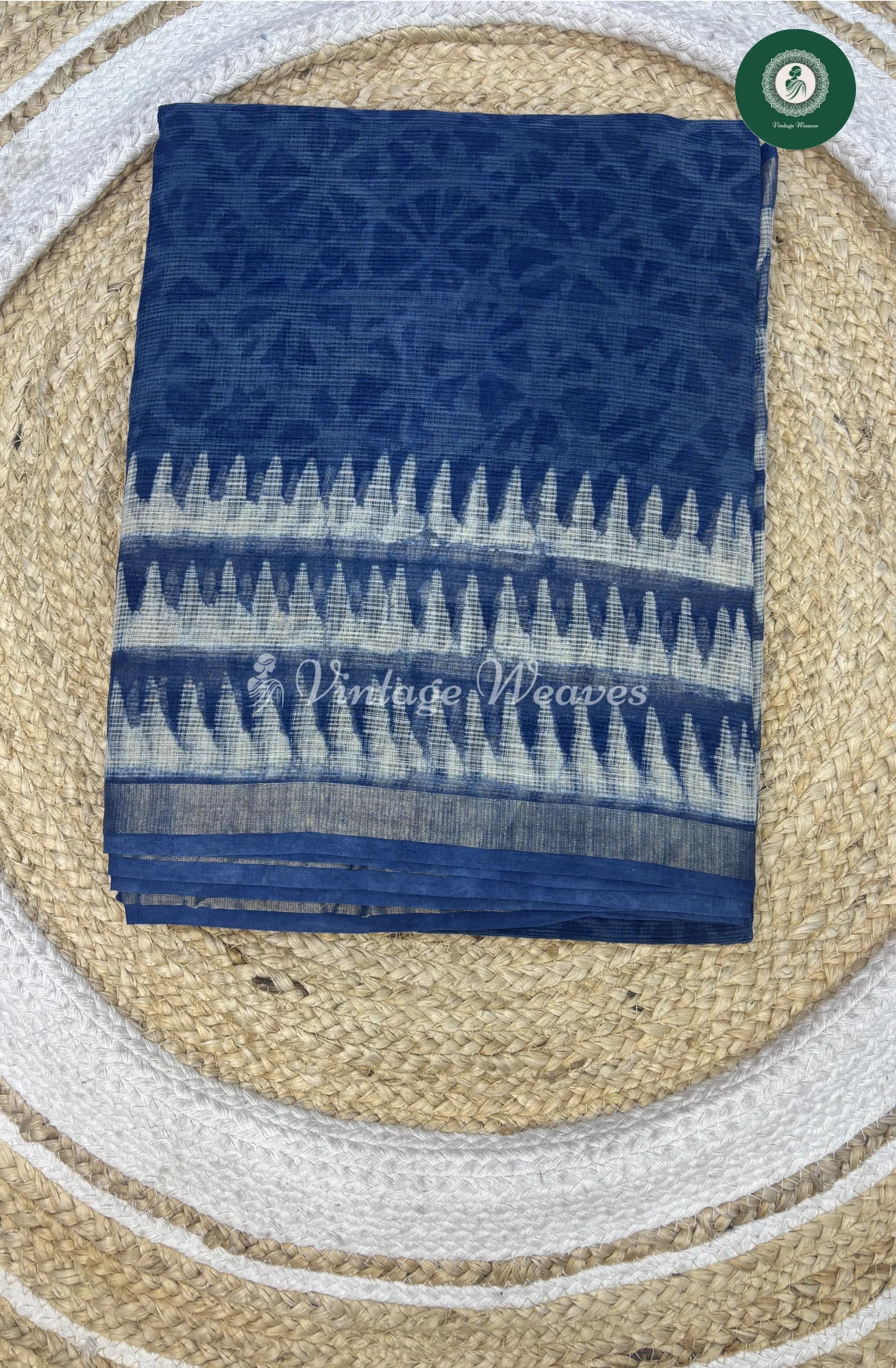 Premium Kota Cotton Saree-BlueZigZag