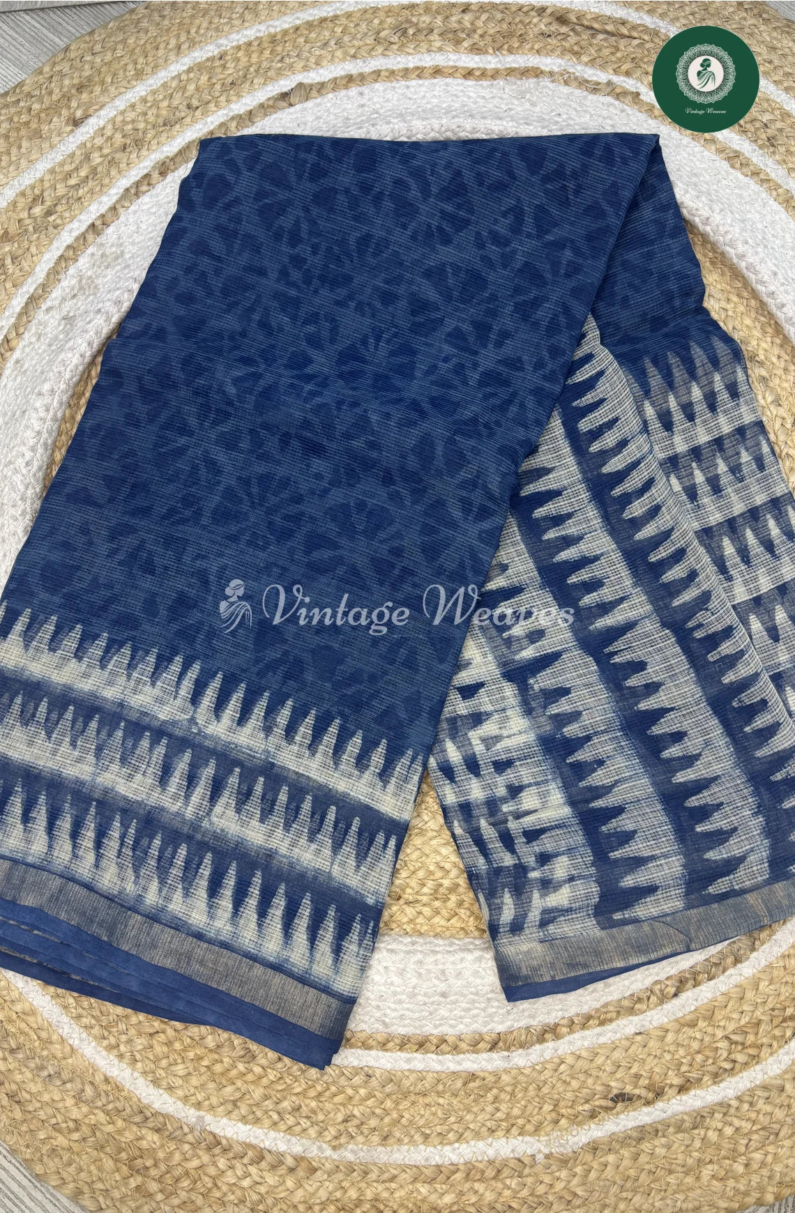 Premium Kota Cotton Saree-BlueZigZag