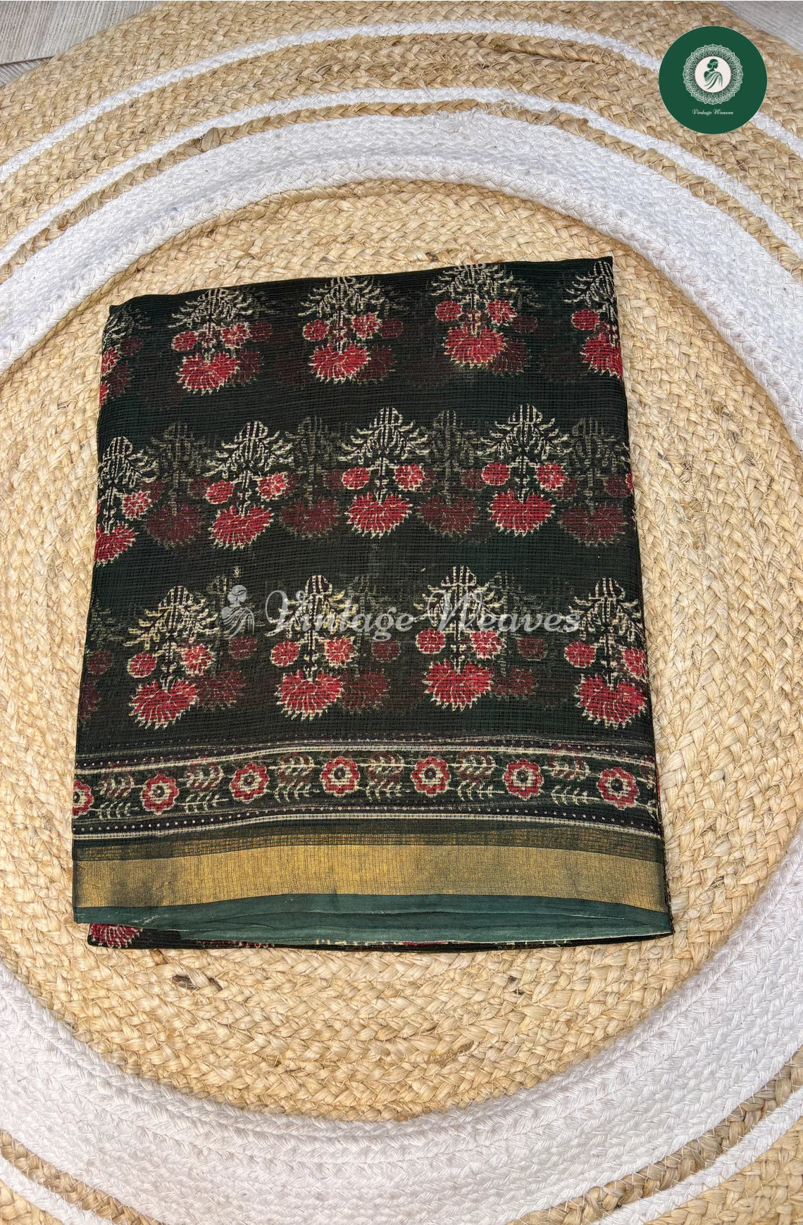 Premium Kota Cotton Saree-GreenFlower