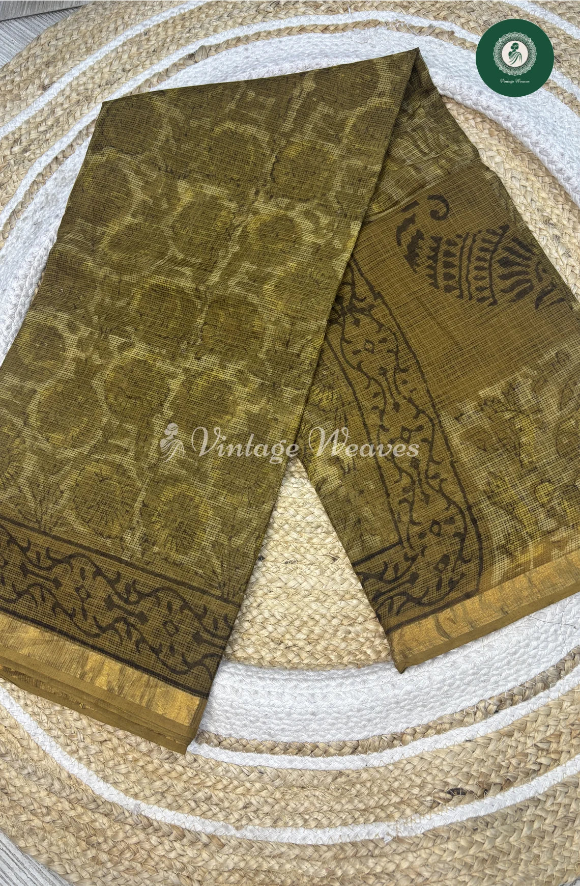 Premium Kota Cotton Saree-GreenFlower (1)