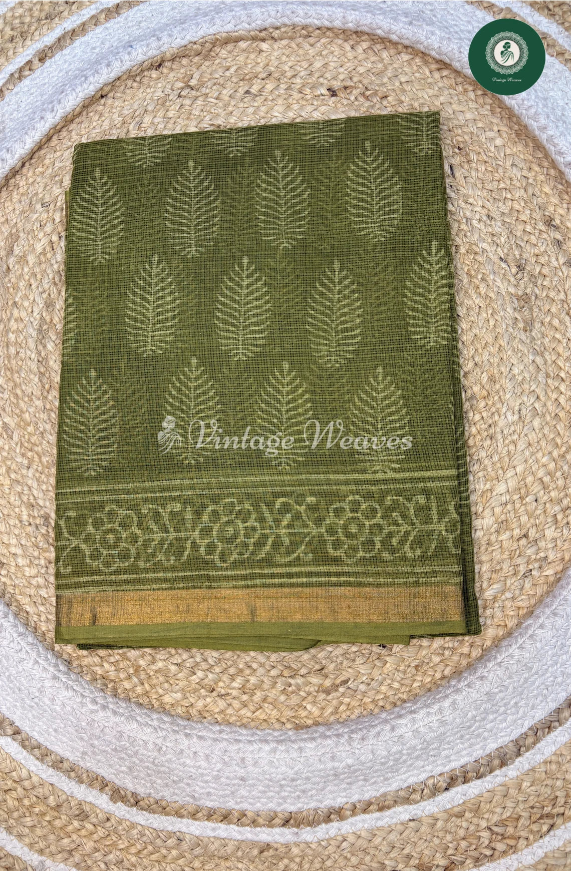 Premium Kota Cotton Saree-GreenLeaf