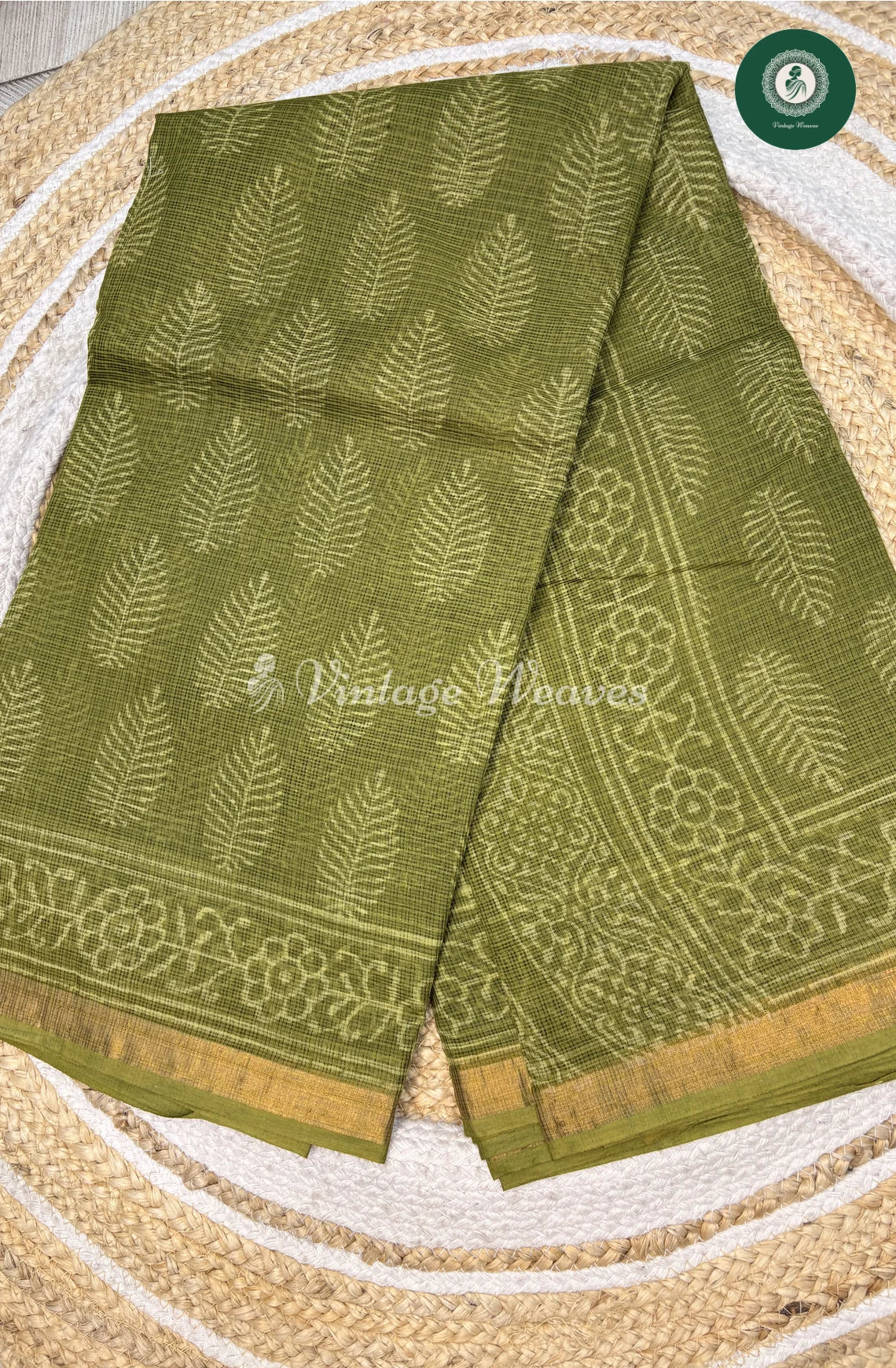Premium Kota Cotton Saree-GreenLeaf