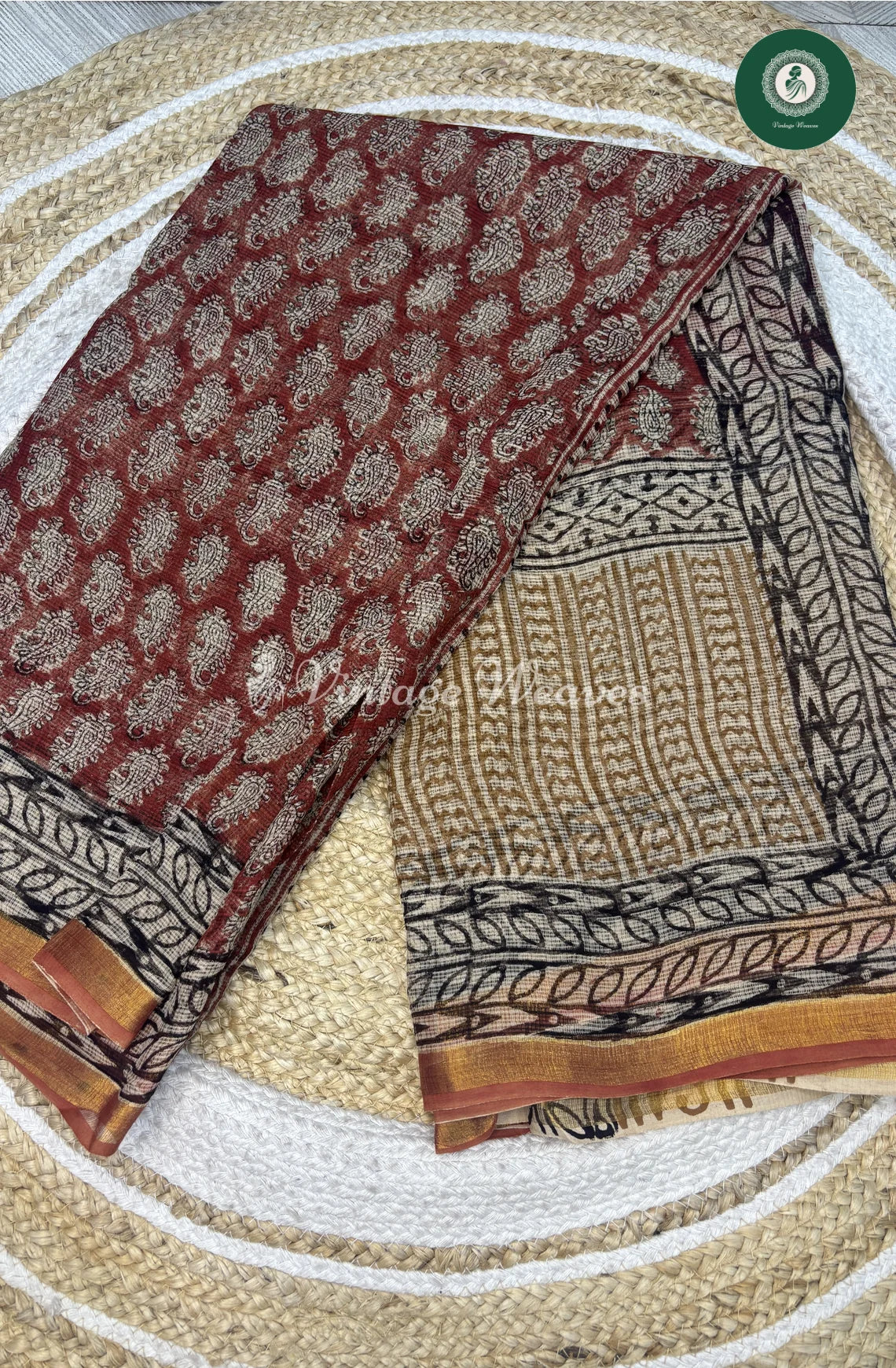 Premium Kota Cotton Saree-RedFlower