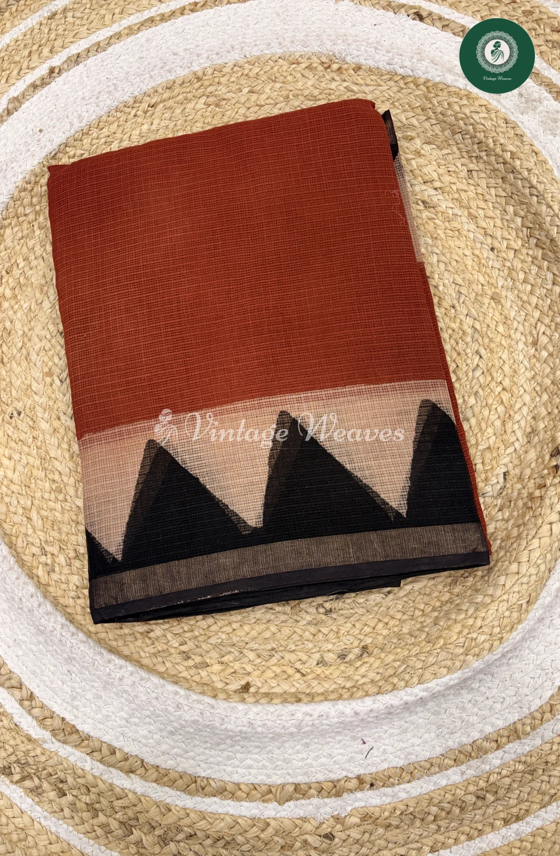 Premium Kota Cotton Saree-Red Triangle