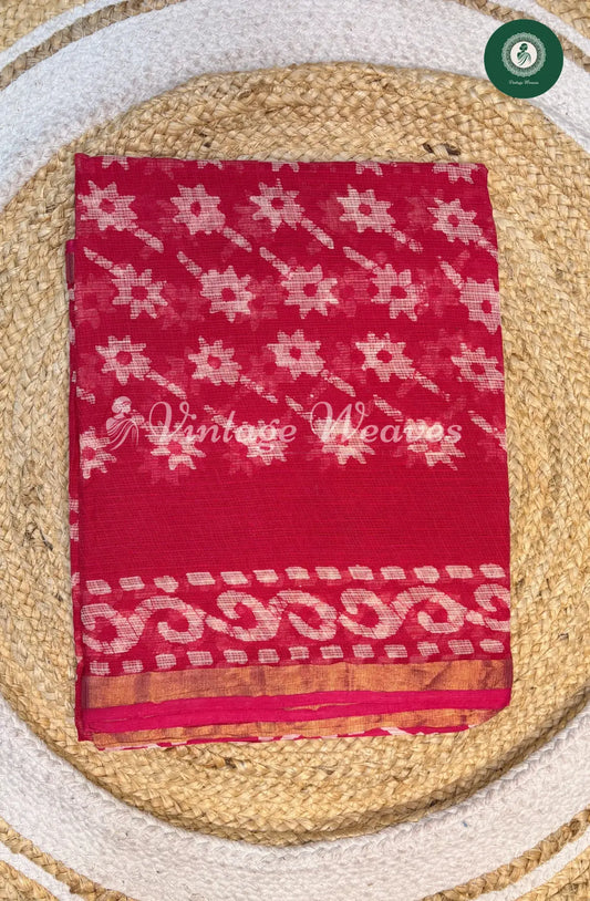 Premium Kota Cotton Saree-ReddishPink1
