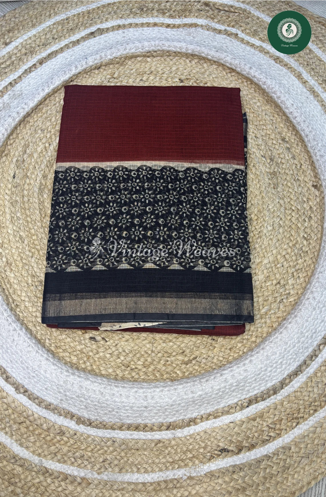 Premium Kota Cotton Saree-RedwithBlack