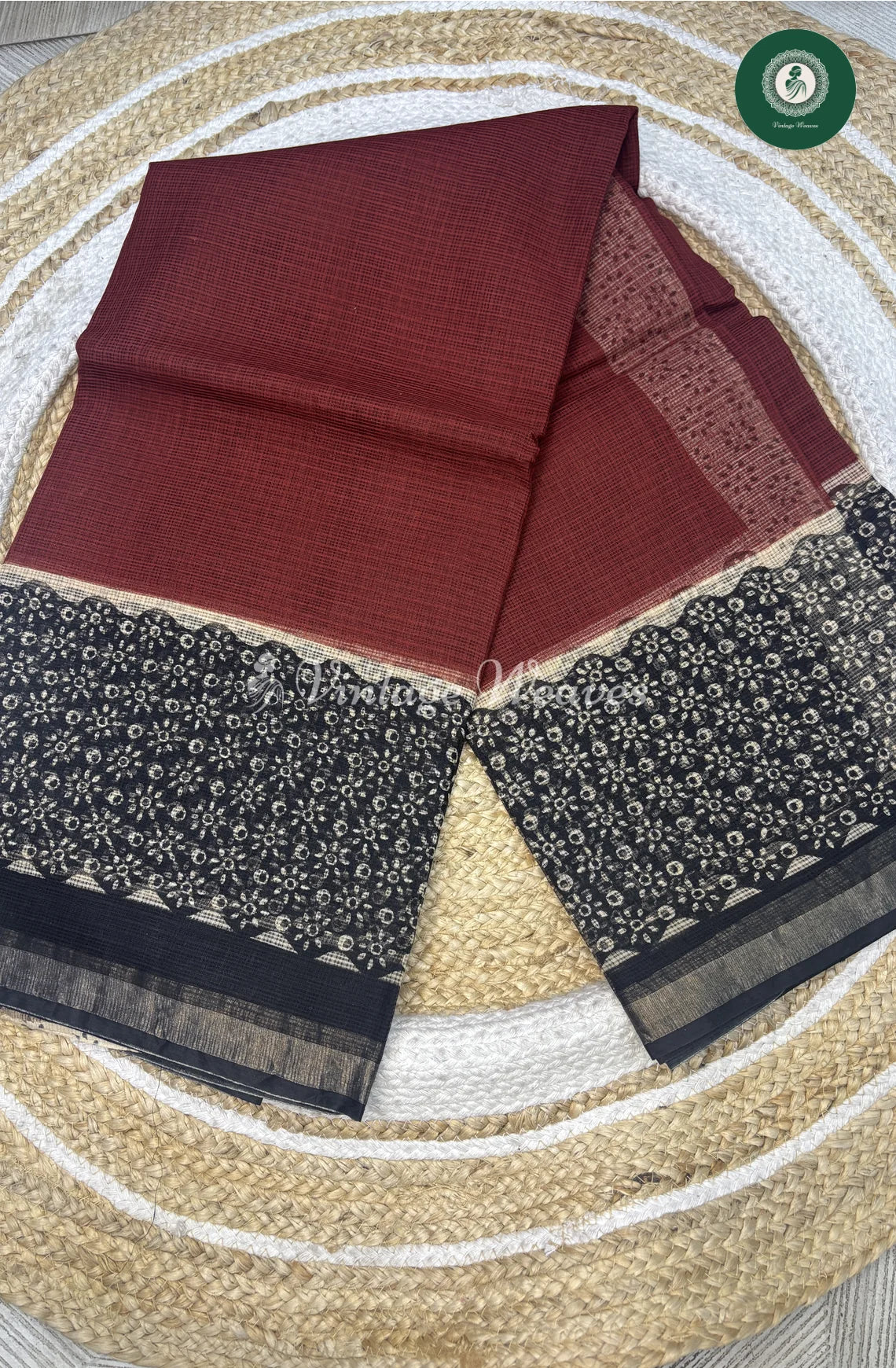Premium Kota Cotton Saree-RedwithBlack