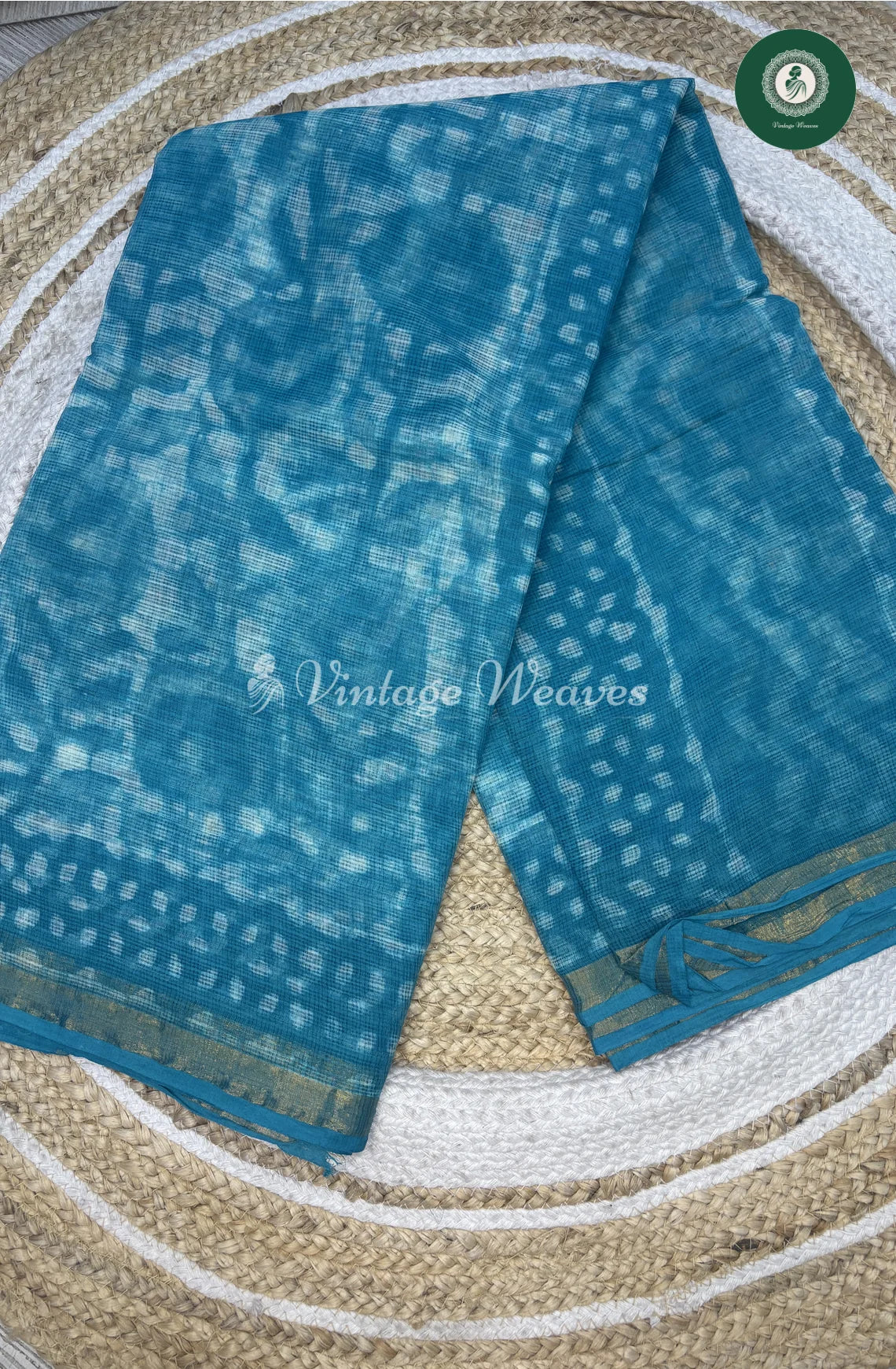 Premium Kota Cotton Saree-Skyblueflower
