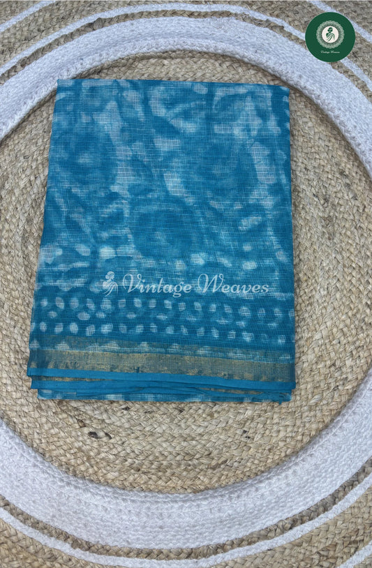 Premium Kota Cotton Saree-Skyblueflower