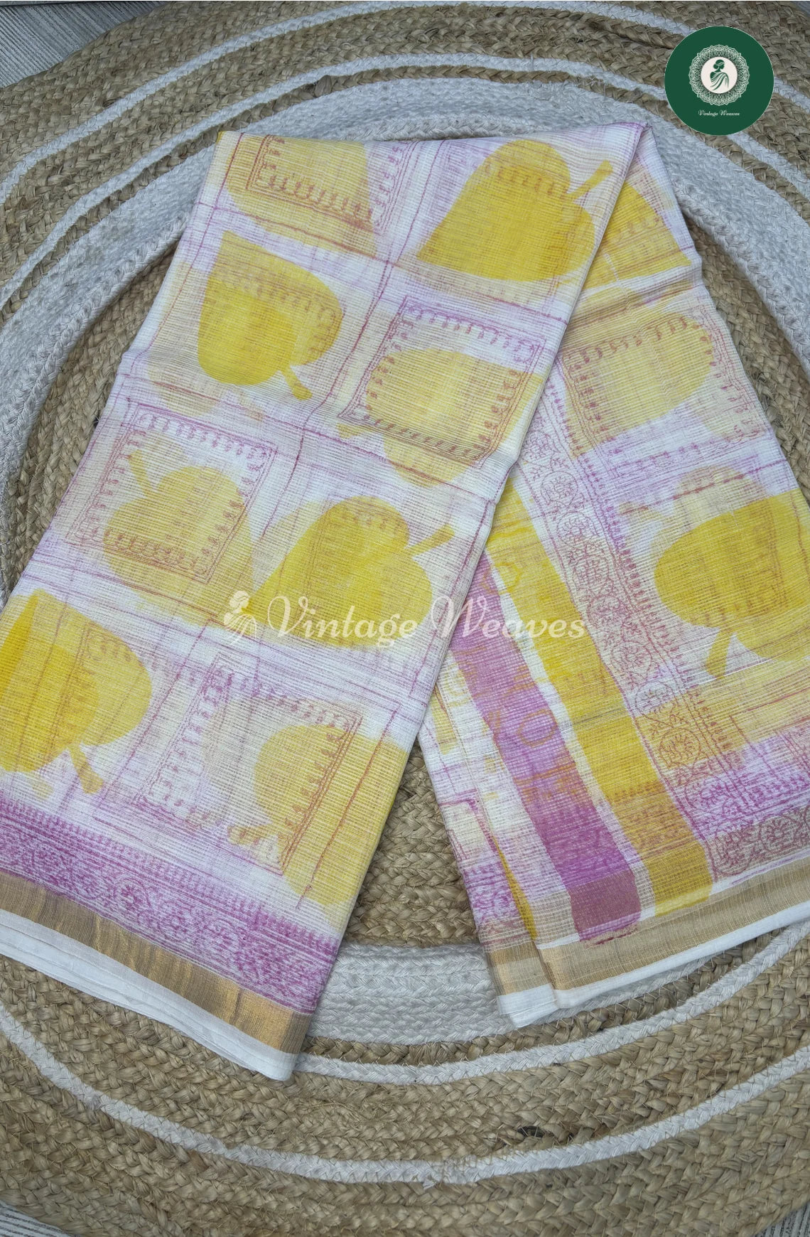 Premium Kota Cotton Saree-WhiteHeartyellow