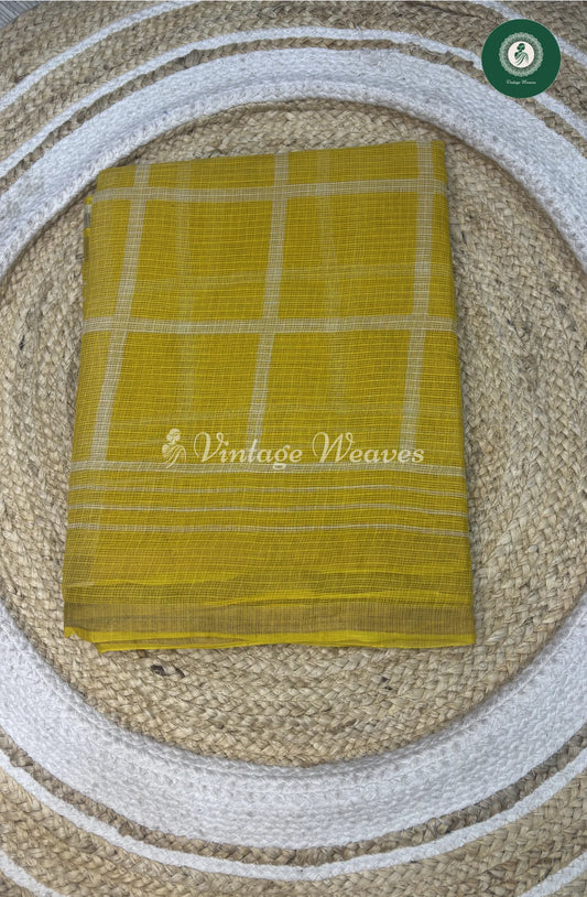 Premium Kota Cotton Saree-Yellowchecked