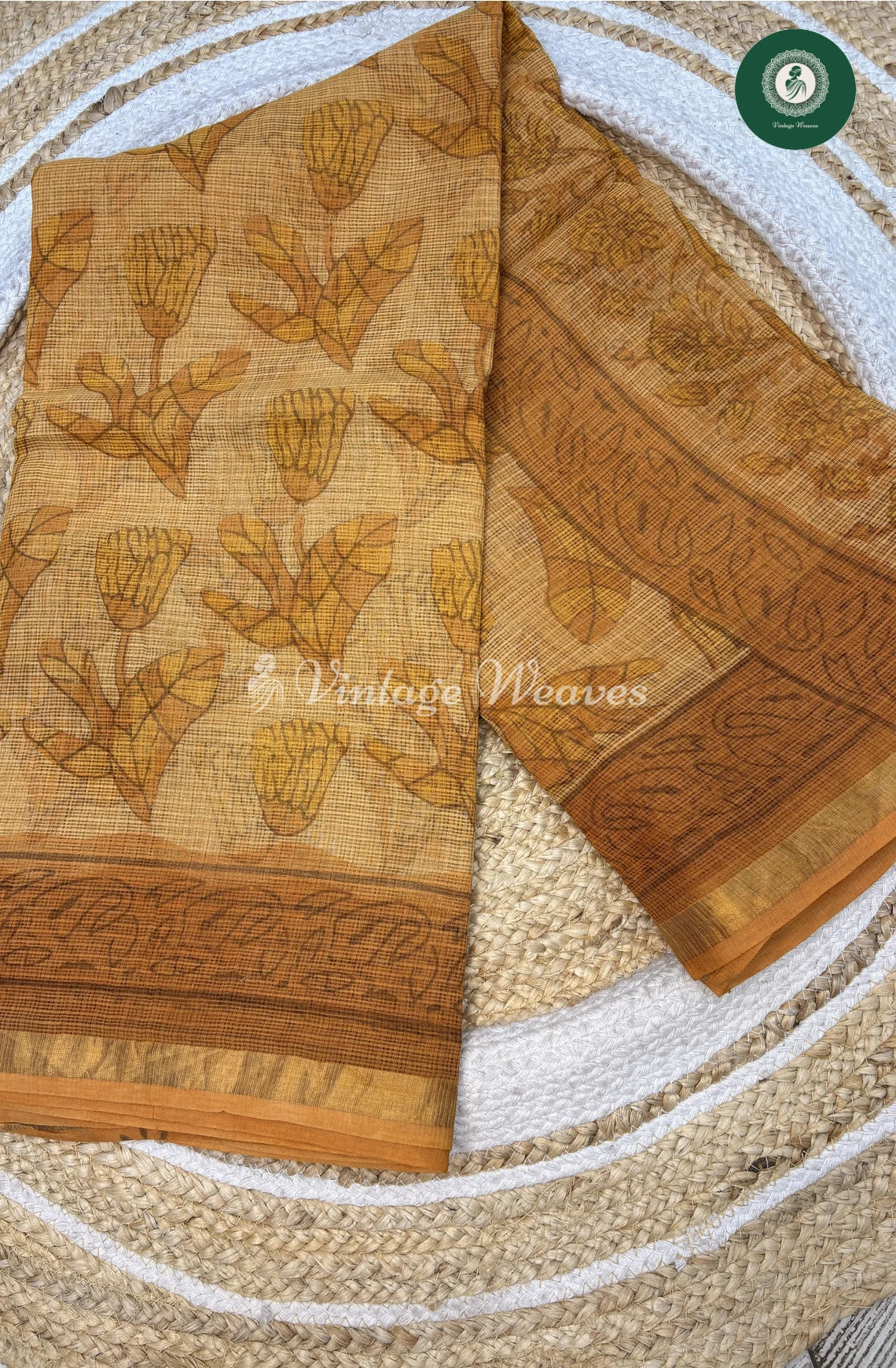 Premium Kota Cotton Saree-yellowflower