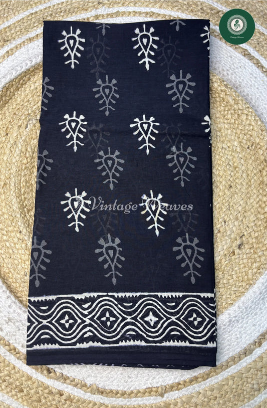 Premium MulCotton Saree-Black1