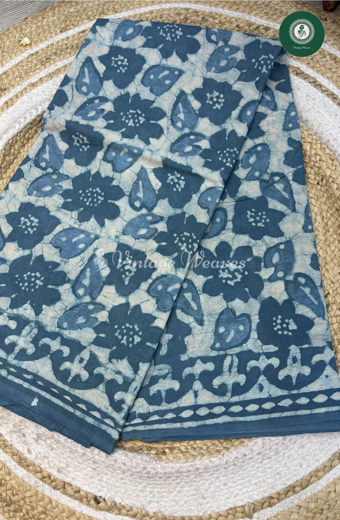 Premium MulCotton Saree-BlueHeart