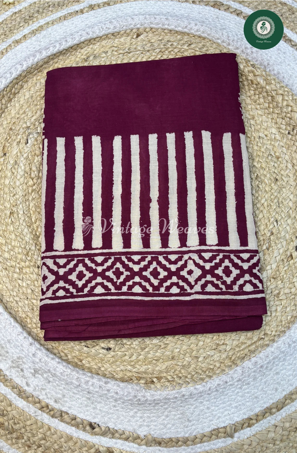 Premium MulCotton Saree-Burgendy Lines