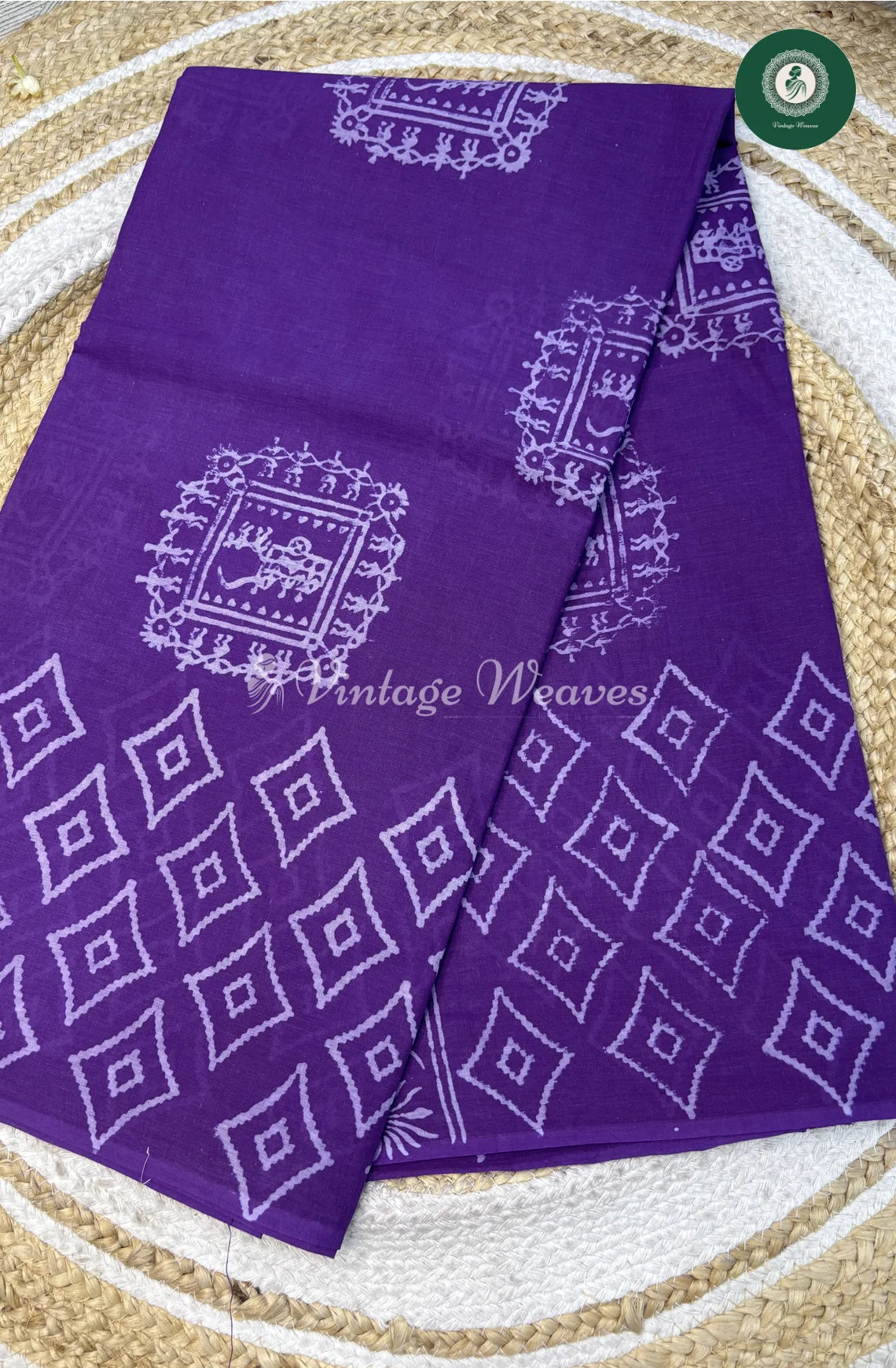Premium MulCotton Saree-LavenderDiamond1