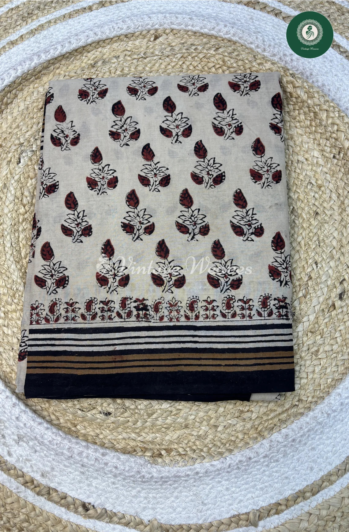 Premium MulCotton Saree-SandelFlower