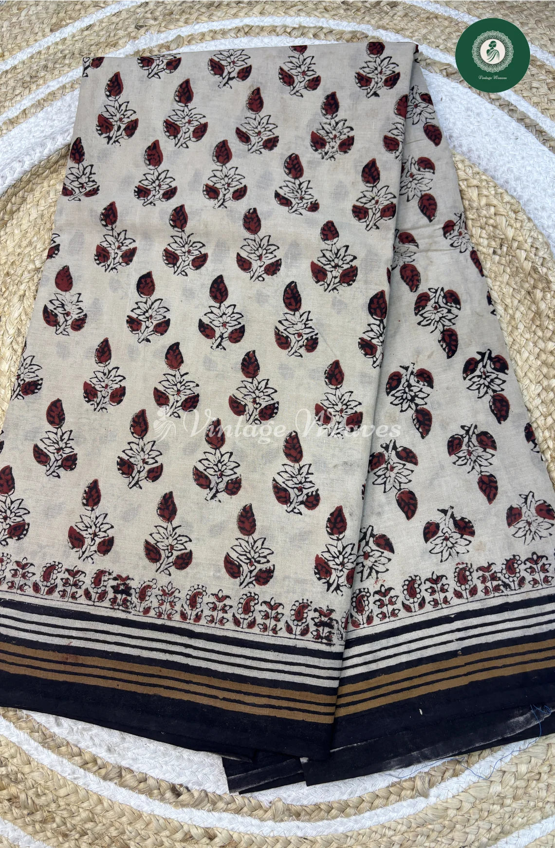 Premium MulCotton Saree-SandelFlower