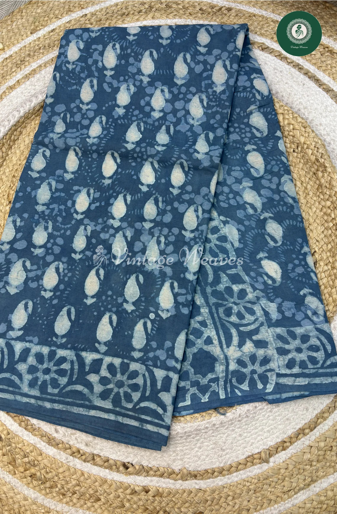Premium MulCotton Saree-SkyBlue mango