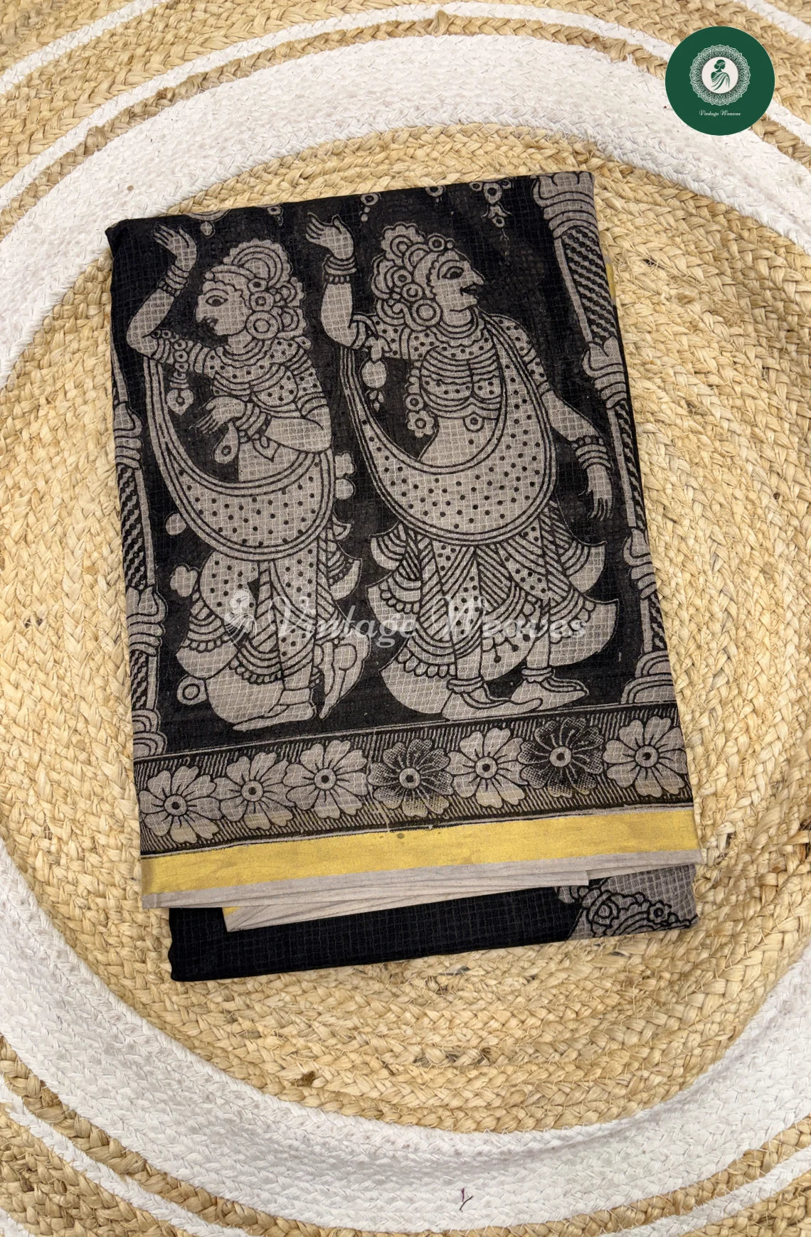 Premium Traditional Dancer Kalamkari Kota Saree-Black