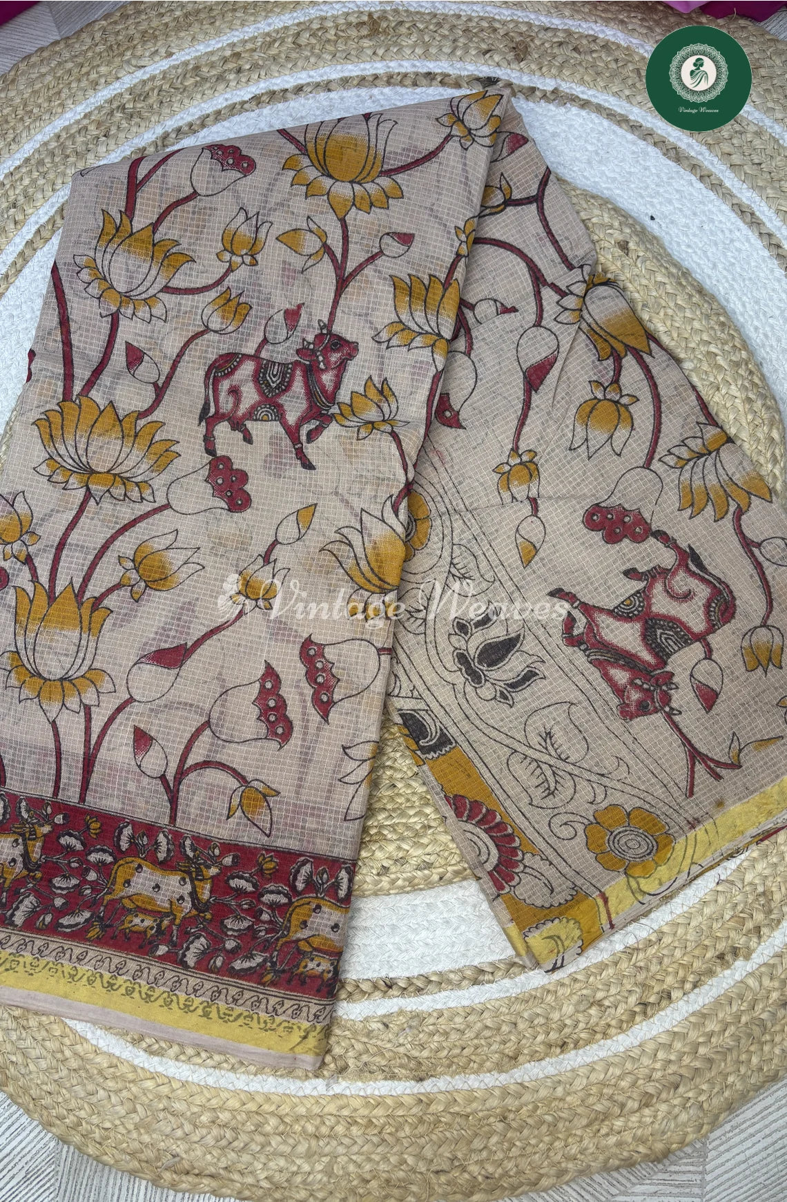 Premium Traditional Kalamkari Kota CowPrint-Skin