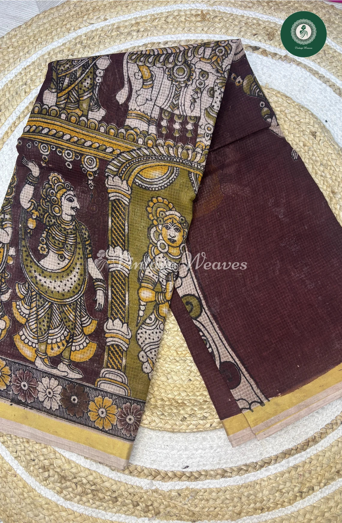 Premium Traditional Kalamkari Kota DancingDoll-Marron_3