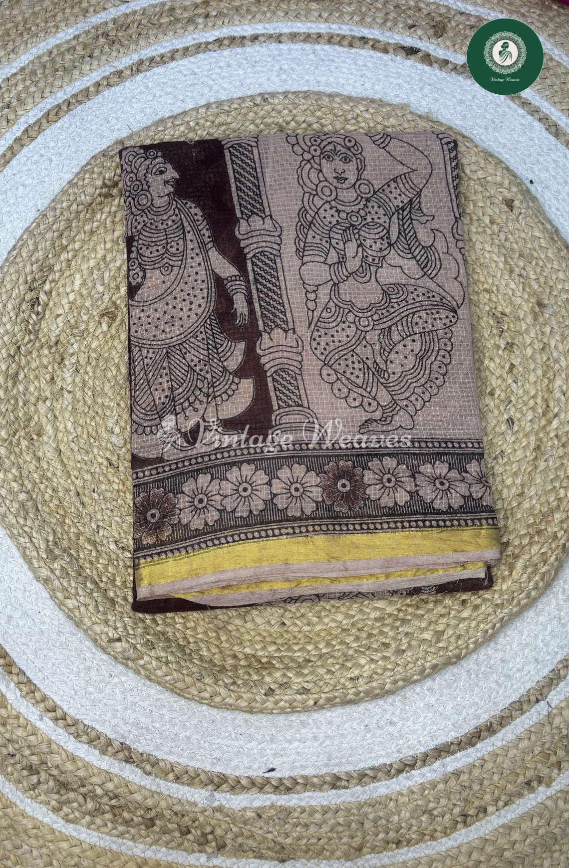 Premium Traditional Kalamkari Kota Dancingdoll-Marron