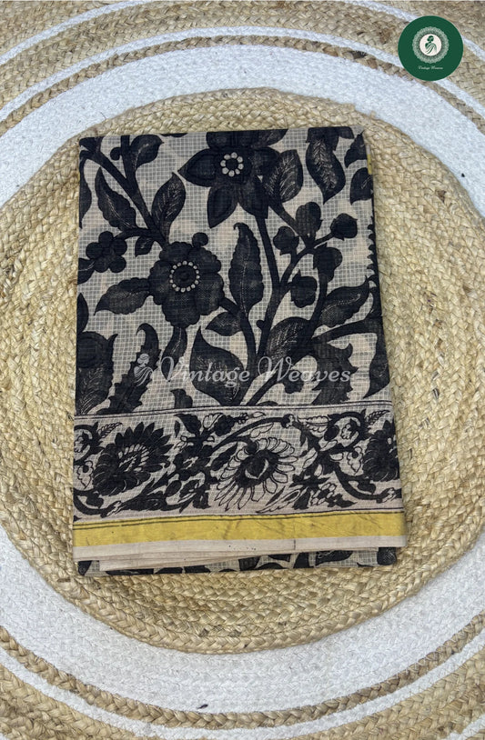 Premium Traditional Kalamkari Kota Flower-SkinwithBlack