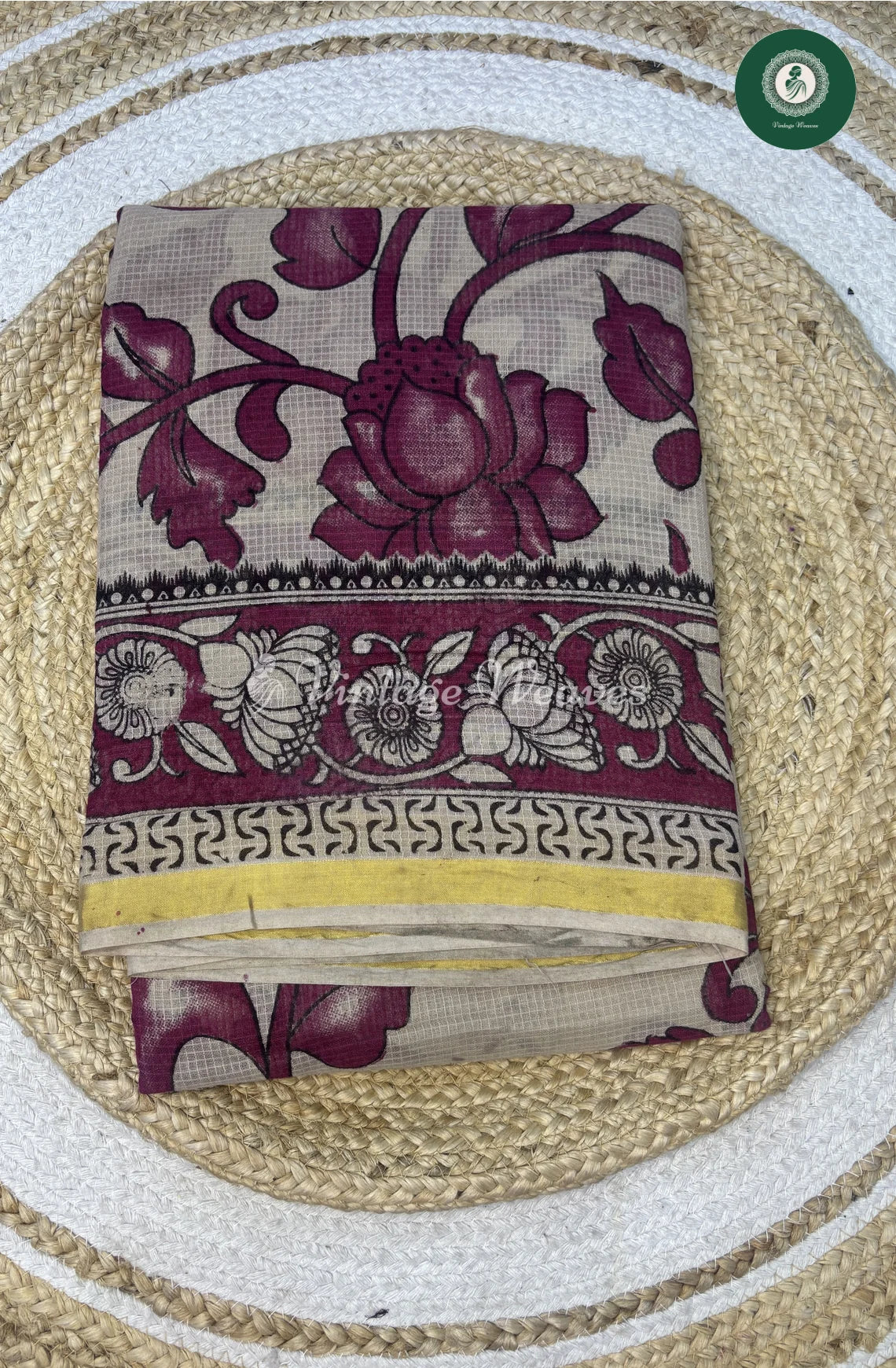 Premium Traditional Kalamkari Kota Lotus-SkinwithPink