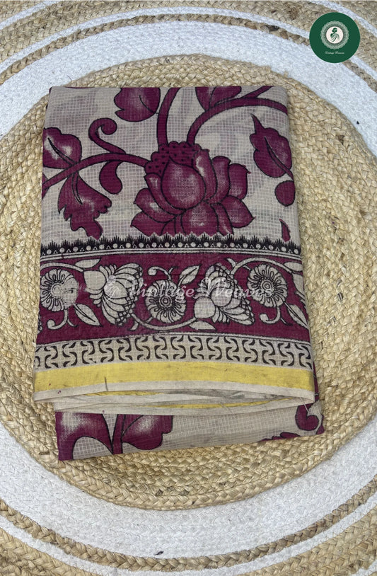 Premium Traditional Kalamkari Kota Lotus-SkinwithPink